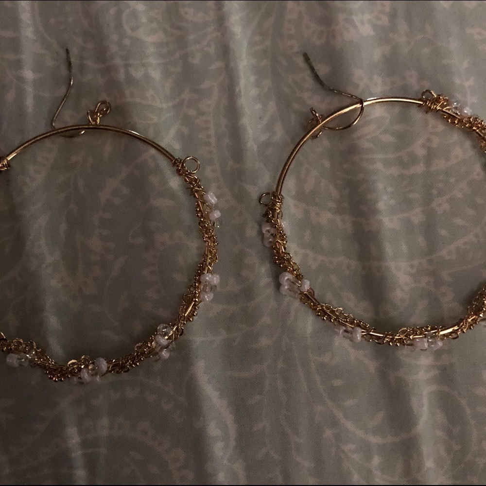 Gold hoop earrings🍀